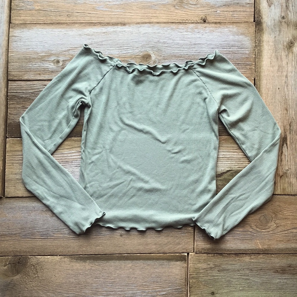 olive green off the shoulder top